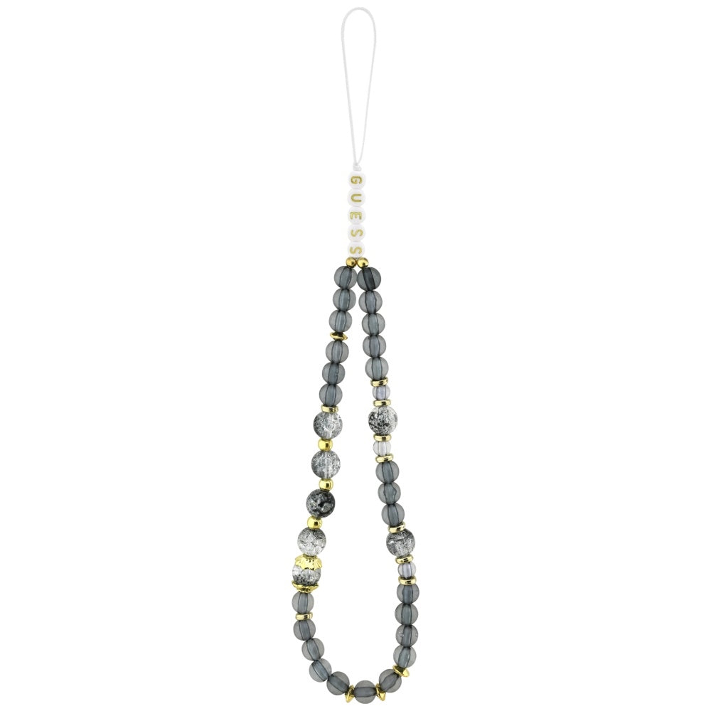 Husa MagSafe pentru Apple iPhone 17 Pro Max, Guess, IML Flowers with Pearl Strap, Neagra