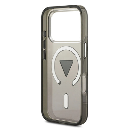 Husa MagSafe pentru Apple iPhone 17 Pro Max, Guess, IML Gradient Triangle Logo, Neagra Argintie