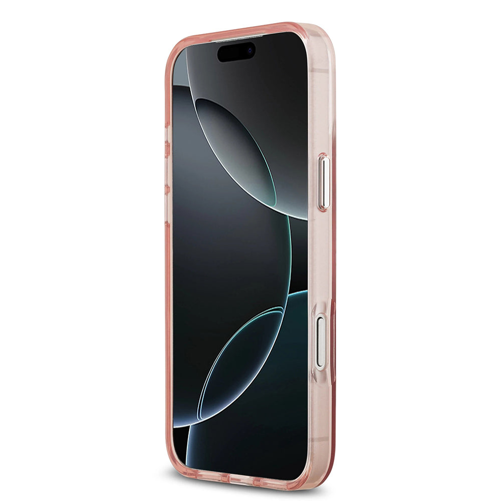 Husa MagSafe pentru Apple iPhone 17 Pro Max, Guess, IML Gradient Triangle Logo, Roz