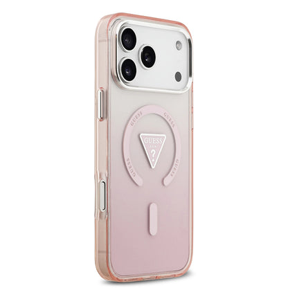 Husa MagSafe pentru Apple iPhone 17 Pro Max, Guess, IML Gradient Triangle Logo, Roz