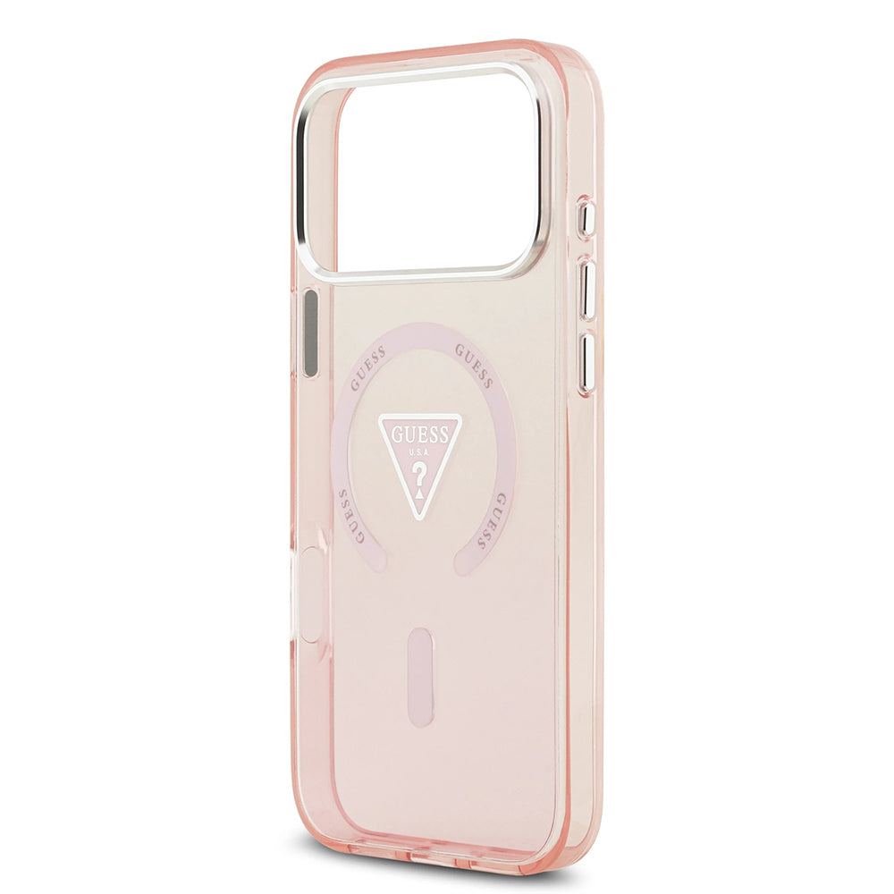 Husa MagSafe pentru Apple iPhone 17 Pro Max, Guess, IML Gradient Triangle Logo, Roz