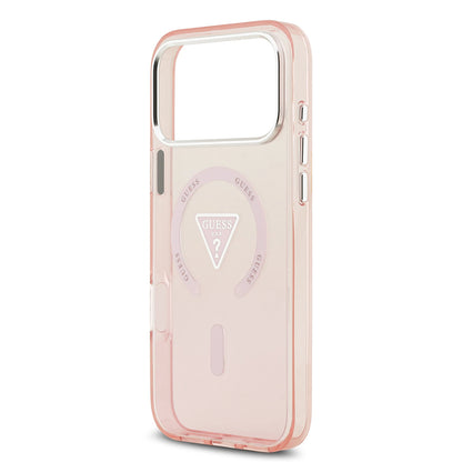 Husa MagSafe pentru Apple iPhone 17 Pro Max, Guess, IML Gradient Triangle Logo, Roz