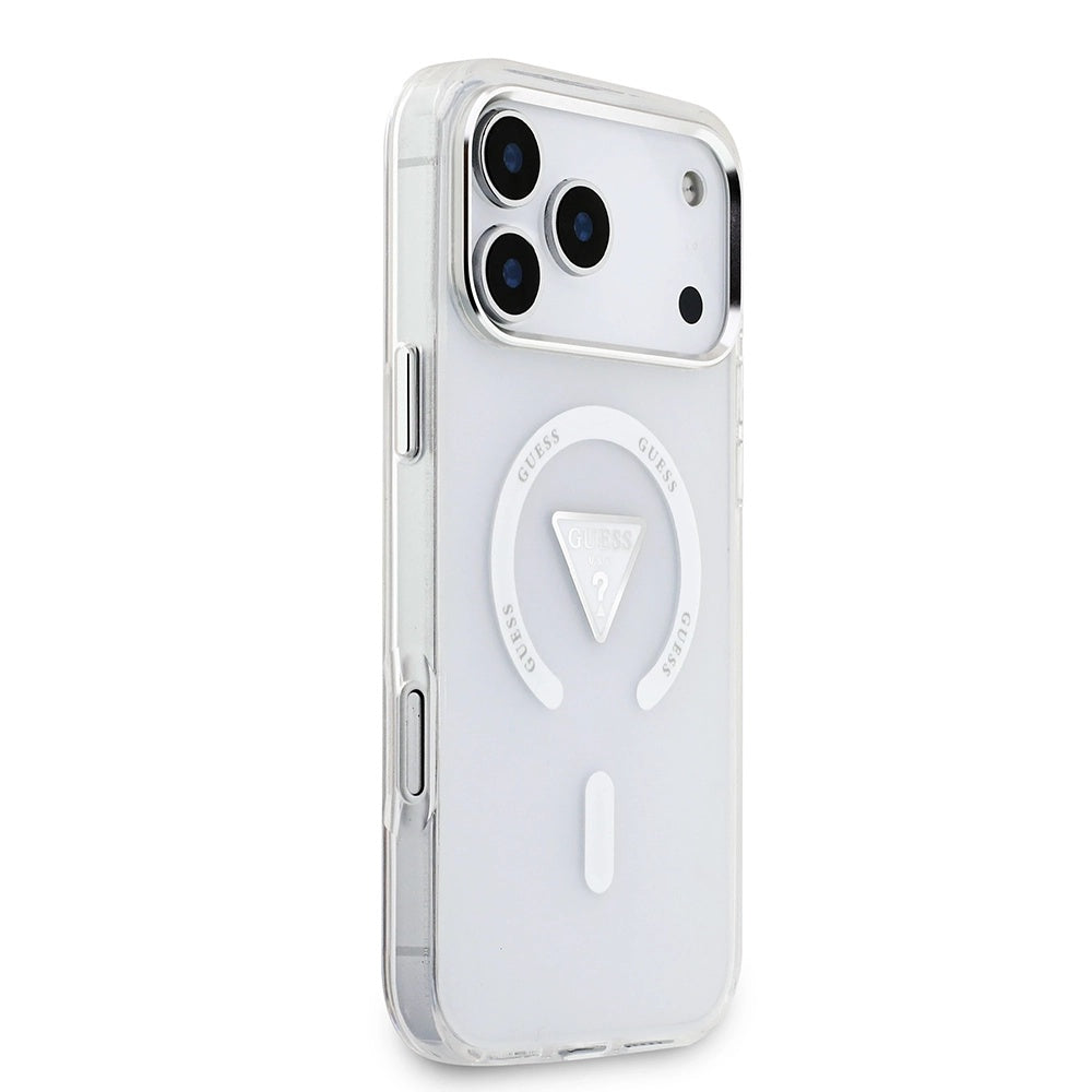 Husa MagSafe pentru Apple iPhone 17 Pro Max, Guess, IML Gradient Triangle Logo, Transparenta
