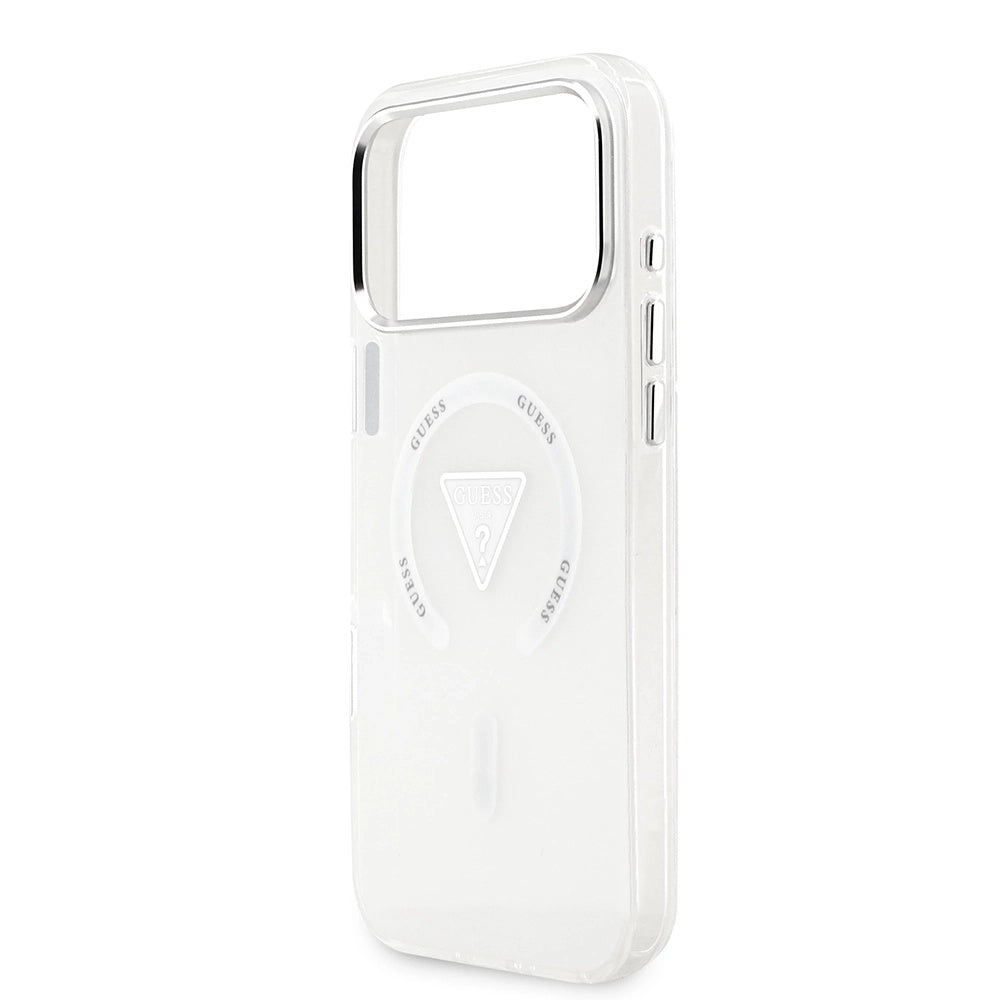 Husa MagSafe pentru Apple iPhone 17 Pro Max, Guess, IML Gradient Triangle Logo, Transparenta