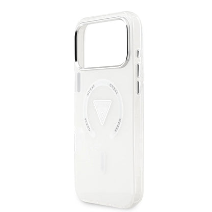 Husa MagSafe pentru Apple iPhone 17 Pro Max, Guess, IML Gradient Triangle Logo, Transparenta