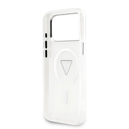 Husa MagSafe pentru Apple iPhone 17 Pro Max, Guess, IML Gradient Triangle Logo, Transparenta