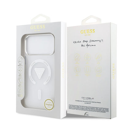 Husa MagSafe pentru Apple iPhone 17 Pro Max, Guess, IML Gradient Triangle Logo, Transparenta