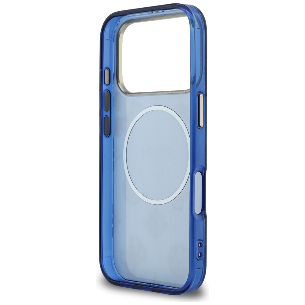 Husa MagSafe pentru Apple iPhone 17 Pro Max, Guess, IML Peony Dot, Albastra