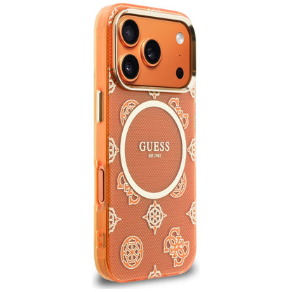 Husa MagSafe pentru Apple iPhone 17 Pro Max, Guess, IML Peony Dot, Portocalie