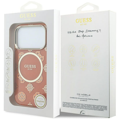 Husa MagSafe pentru Apple iPhone 17 Pro Max, Guess, IML Peony Dot, Portocalie