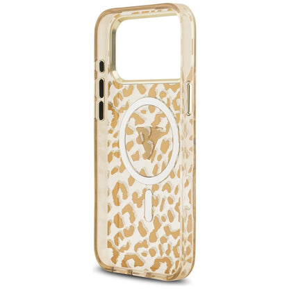 Husa MagSafe pentru Apple iPhone 17 Pro Max, Guess, Leopard Glitter, Maro