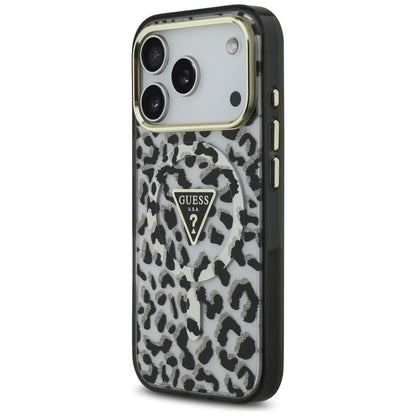Husa MagSafe pentru Apple iPhone 17 Pro Max, Guess, Leopard Glitter, Neagra