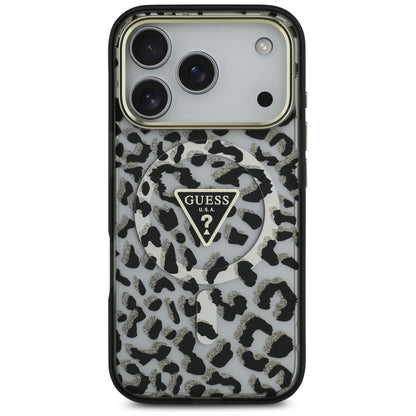 Husa MagSafe pentru Apple iPhone 17 Pro Max, Guess, Leopard Glitter, Neagra