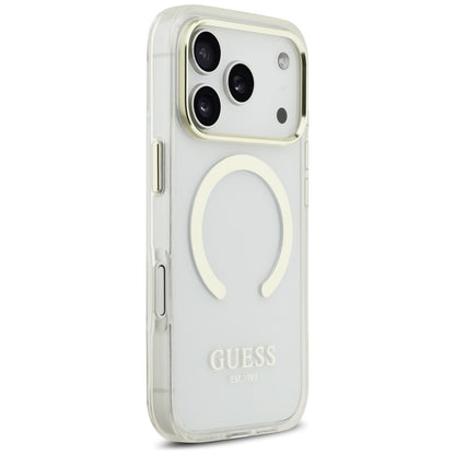 Husa MagSafe pentru Apple iPhone 17 Pro Max, Guess, Metal Outline, Aurie