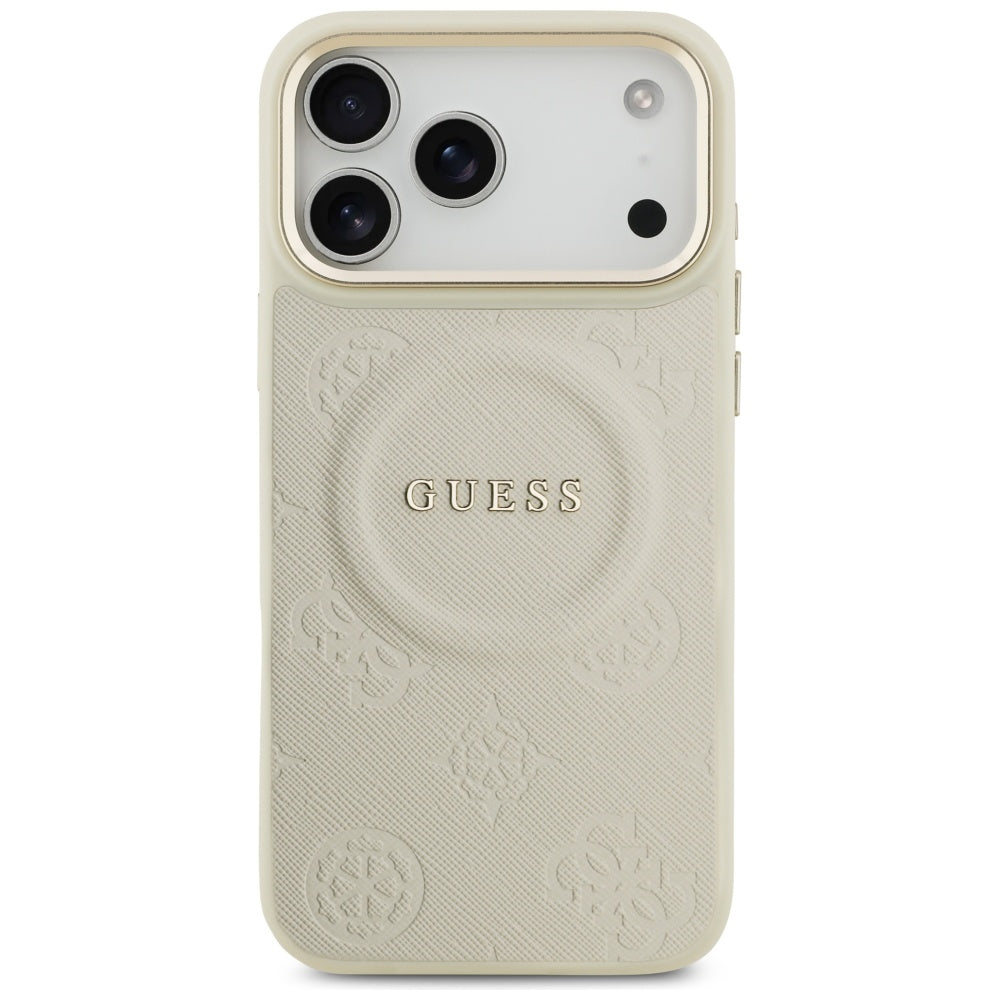 Husa MagSafe pentru Apple iPhone 17 Pro Max, Guess, Peony Hot Stamp, Bej