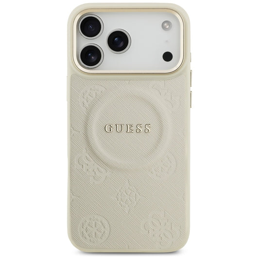 Husa MagSafe pentru Apple iPhone 17 Pro Max, Guess, Peony Hot Stamp, Bej