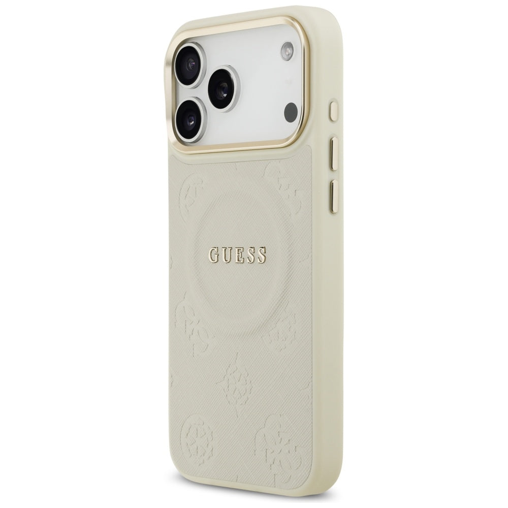 Husa MagSafe pentru Apple iPhone 17 Pro Max, Guess, Peony Hot Stamp, Bej