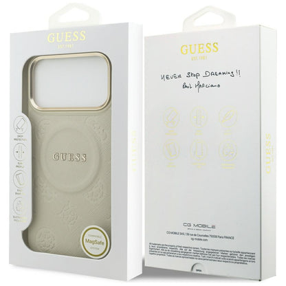 Husa MagSafe pentru Apple iPhone 17 Pro Max, Guess, Peony Hot Stamp, Bej