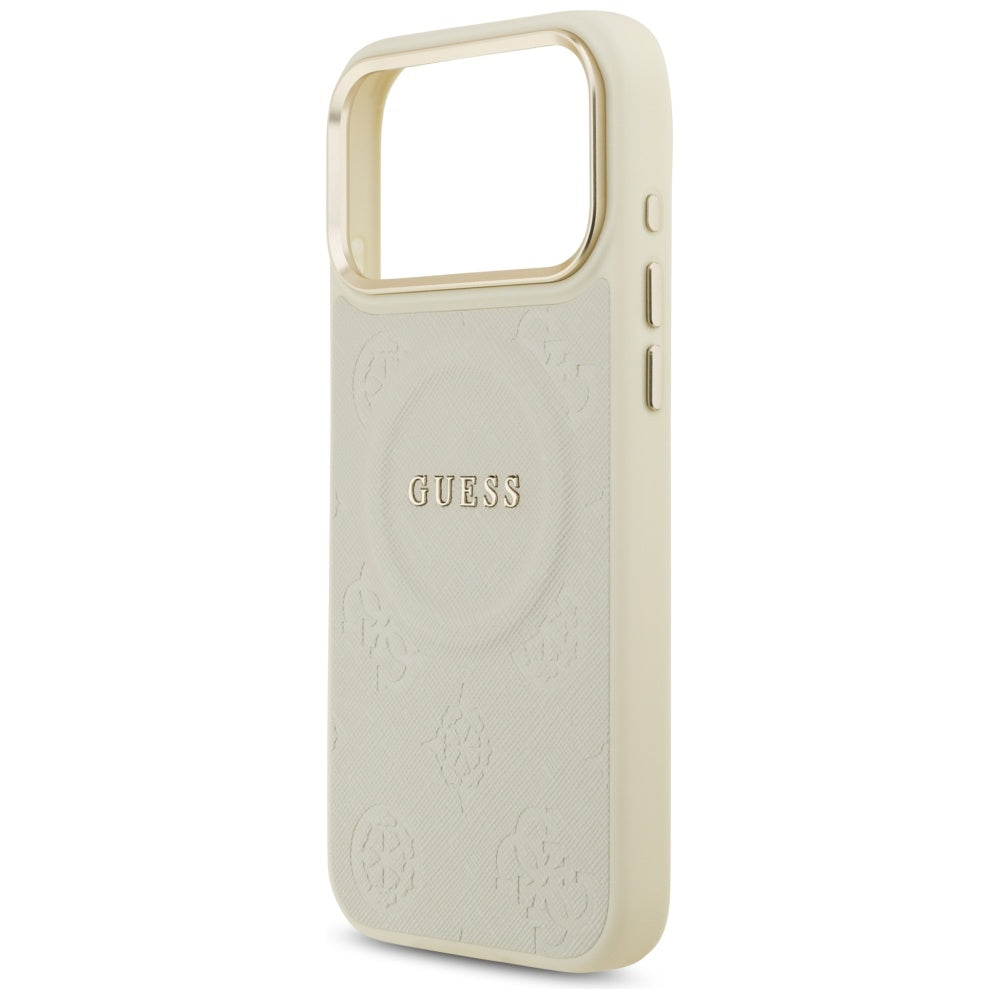 Husa MagSafe pentru Apple iPhone 17 Pro Max, Guess, Peony Hot Stamp, Bej