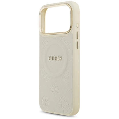 Husa MagSafe pentru Apple iPhone 17 Pro Max, Guess, Peony Hot Stamp, Bej