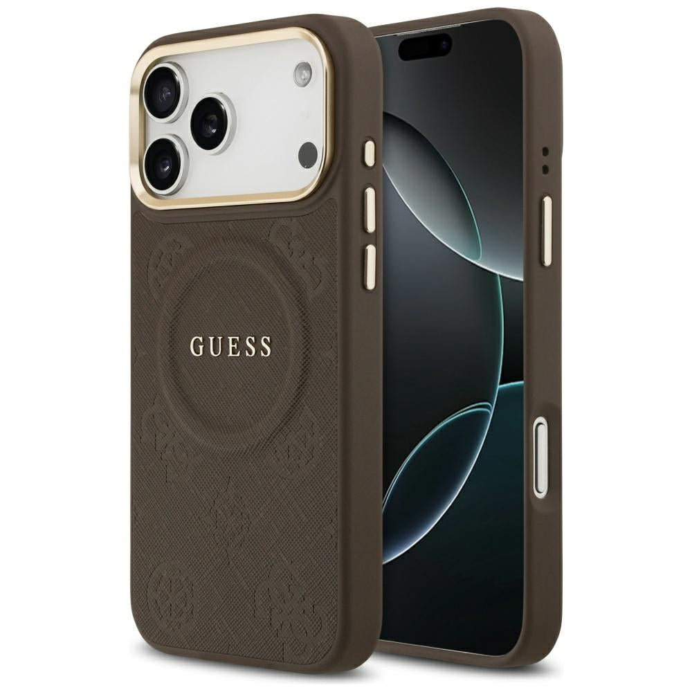 Husa MagSafe pentru Apple iPhone 17 Pro Max, Guess, Peony Hot Stamp, Maro
