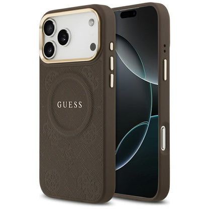 Husa MagSafe pentru Apple iPhone 17 Pro Max, Guess, Peony Hot Stamp, Maro