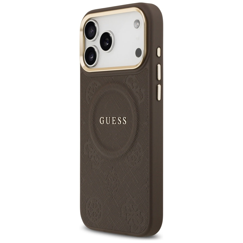 Husa MagSafe pentru Apple iPhone 17 Pro Max, Guess, Peony Hot Stamp, Maro