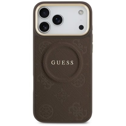 Husa MagSafe pentru Apple iPhone 17 Pro Max, Guess, Peony Hot Stamp, Maro