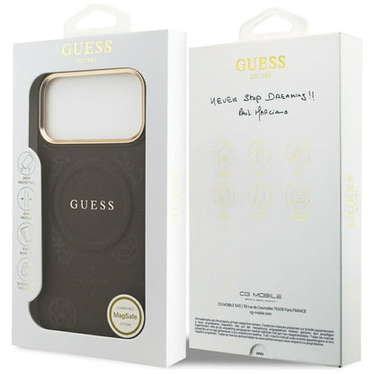 Husa MagSafe pentru Apple iPhone 17 Pro Max, Guess, Peony Hot Stamp, Maro