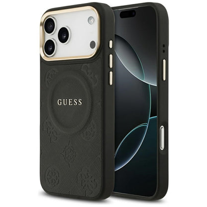 Husa MagSafe pentru Apple iPhone 17 Pro Max, Guess, Peony Hot Stamp, Neagra