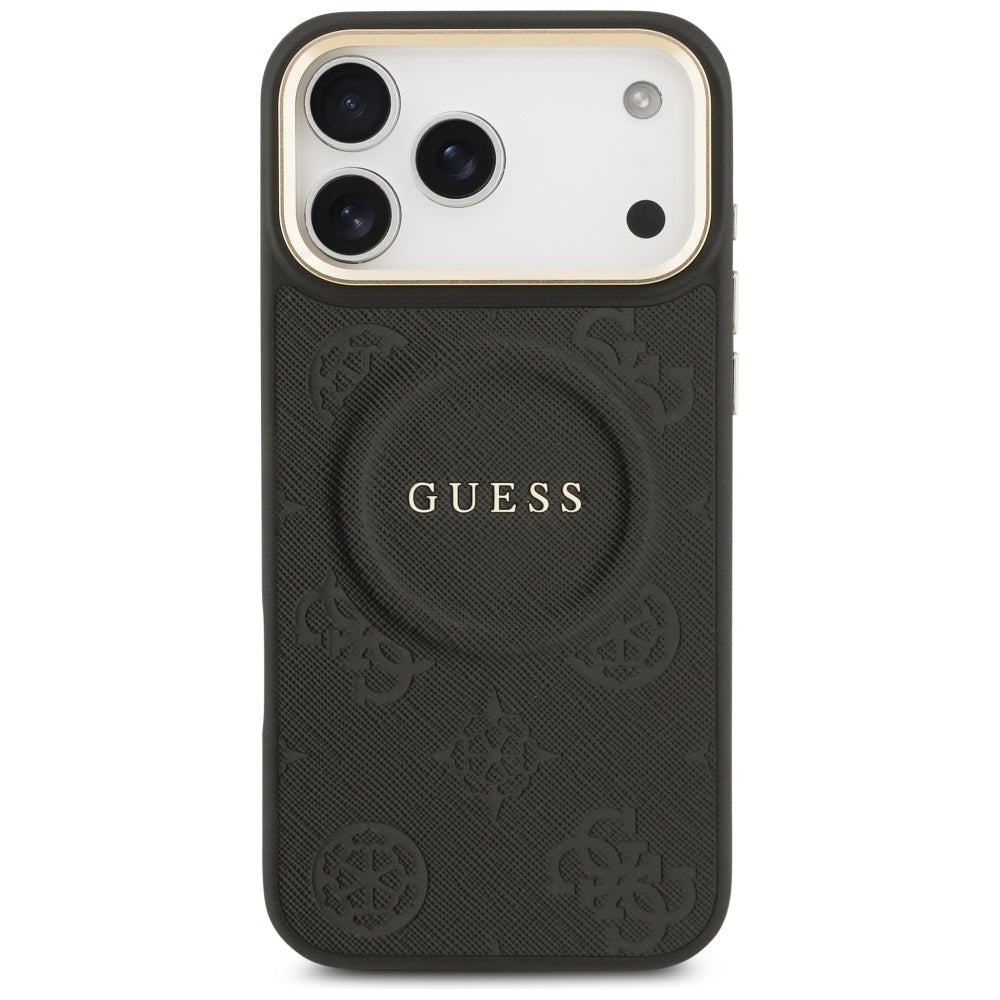 Husa MagSafe pentru Apple iPhone 17 Pro Max, Guess, Peony Hot Stamp, Neagra