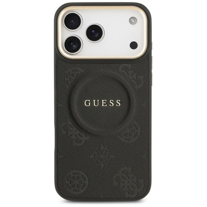 Husa MagSafe pentru Apple iPhone 17 Pro Max, Guess, Peony Hot Stamp, Neagra
