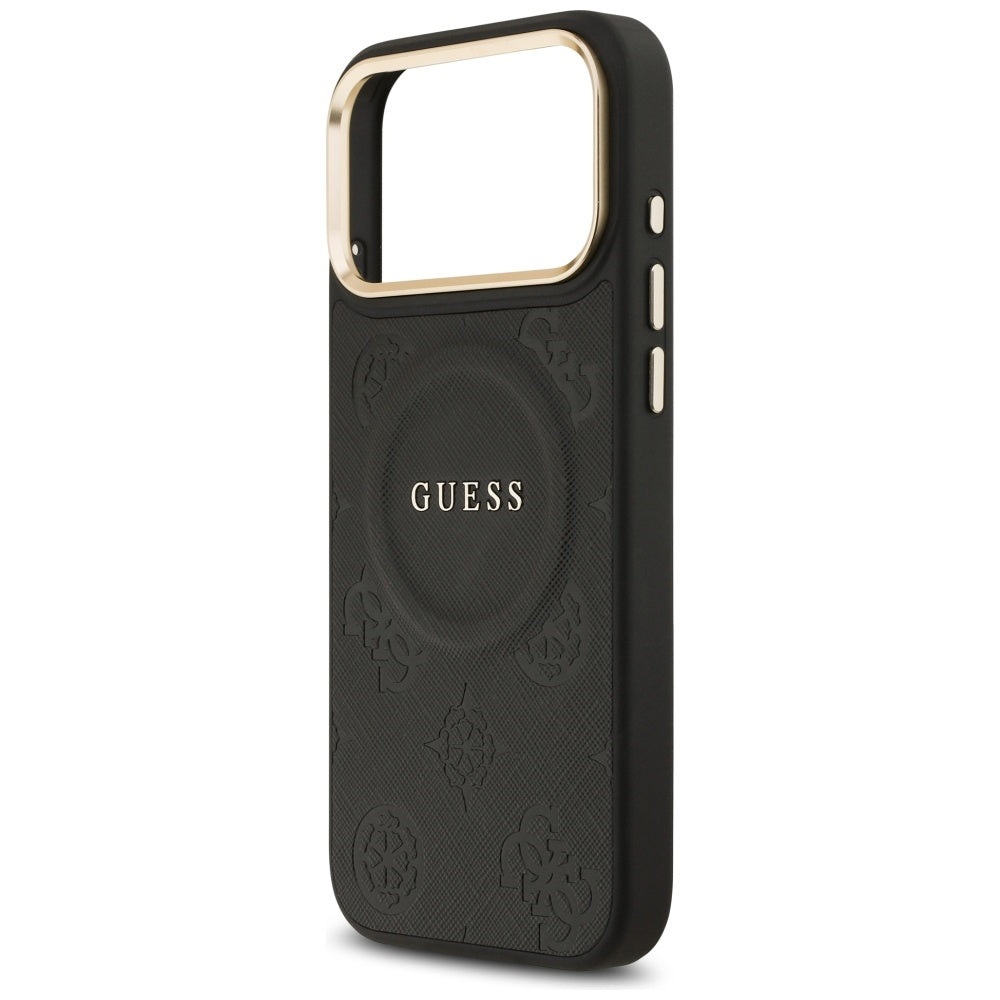 Husa MagSafe pentru Apple iPhone 17 Pro Max, Guess, Peony Hot Stamp, Neagra