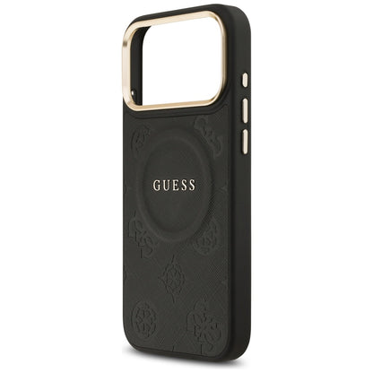 Husa MagSafe pentru Apple iPhone 17 Pro Max, Guess, Peony Hot Stamp, Neagra