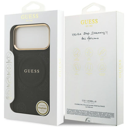 Husa MagSafe pentru Apple iPhone 17 Pro Max, Guess, Peony Hot Stamp, Neagra