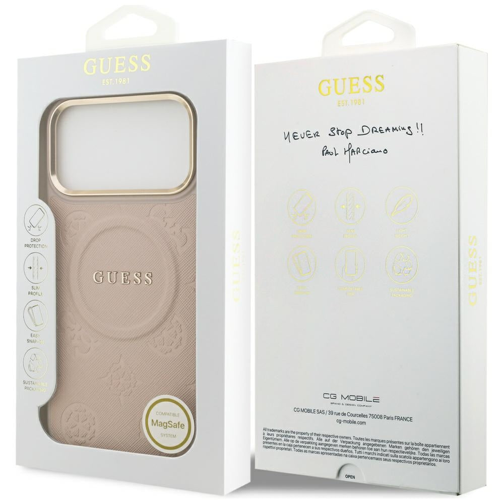 Husa MagSafe pentru Apple iPhone 17 Pro Max, Guess, Peony Hot Stamp, Roz