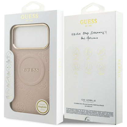 Husa MagSafe pentru Apple iPhone 17 Pro Max, Guess, Peony Hot Stamp, Roz