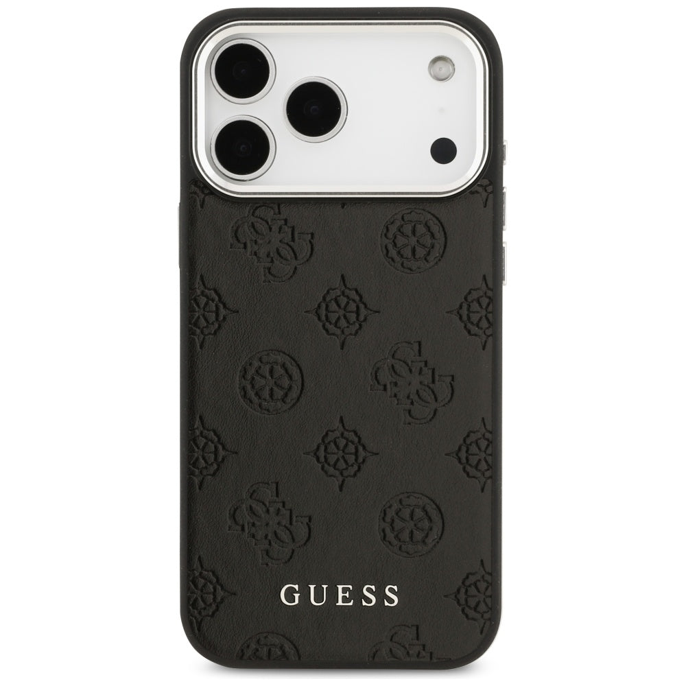 Husa MagSafe pentru Apple iPhone 17 Pro Max, Guess, Peony Hot Stamp Script, Neagra