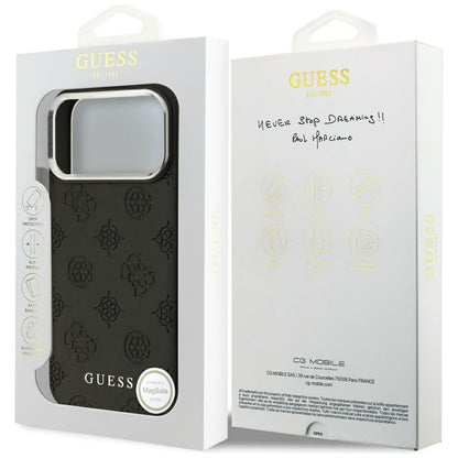Husa MagSafe pentru Apple iPhone 17 Pro Max, Guess, Peony Hot Stamp Script, Neagra