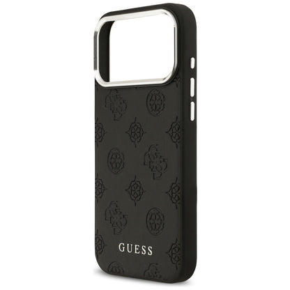 Husa MagSafe pentru Apple iPhone 17 Pro Max, Guess, Peony Hot Stamp Script, Neagra
