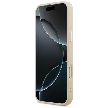 Husa MagSafe pentru Apple iPhone 17 Pro Max, Guess, Triangle Logo, Bej Argintie