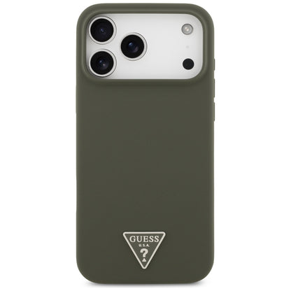 Husa MagSafe pentru Apple iPhone 17 Pro Max, Guess, Triangle Logo, Kaki