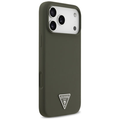 Husa MagSafe pentru Apple iPhone 17 Pro Max, Guess, Triangle Logo, Kaki