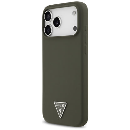 Husa MagSafe pentru Apple iPhone 17 Pro Max, Guess, Triangle Logo, Kaki