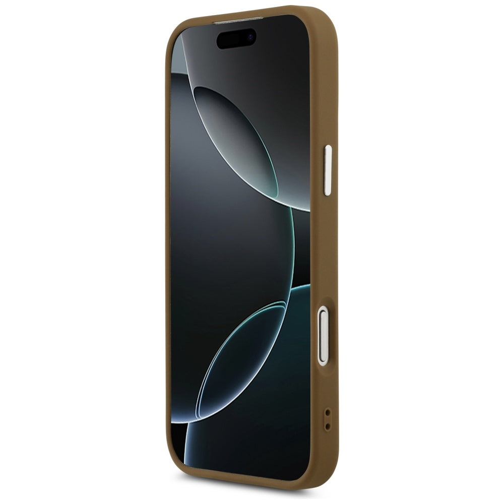 Husa MagSafe pentru Apple iPhone 17 Pro Max, Guess, Triangle Logo, Maro Argintie