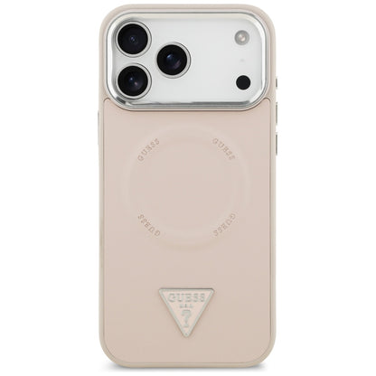 Husa MagSafe pentru Apple iPhone 17 Pro Max, Guess, Triangle Logo, Roz Argintie