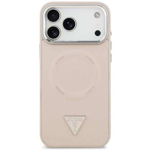 Husa MagSafe pentru Apple iPhone 17 Pro Max, Guess, Triangle Logo, Roz Argintie