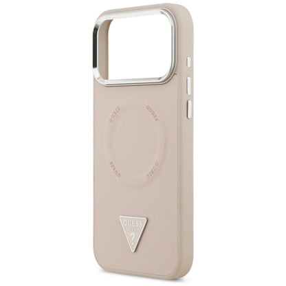 Husa MagSafe pentru Apple iPhone 17 Pro Max, Guess, Triangle Logo, Roz Argintie