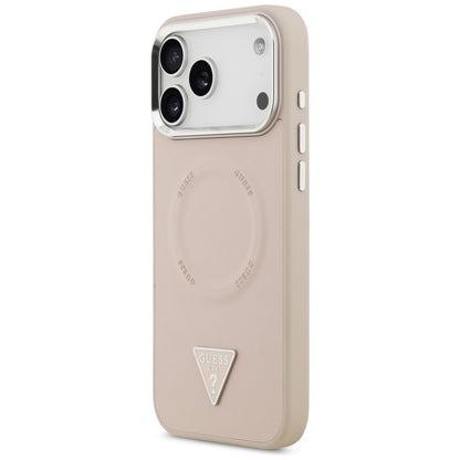 Husa MagSafe pentru Apple iPhone 17 Pro Max, Guess, Triangle Logo, Roz Argintie