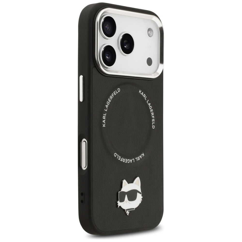 Husa MagSafe pentru Apple iPhone 17 Pro Max, Karl Lagerfeld, Choupette Pin, Neagra